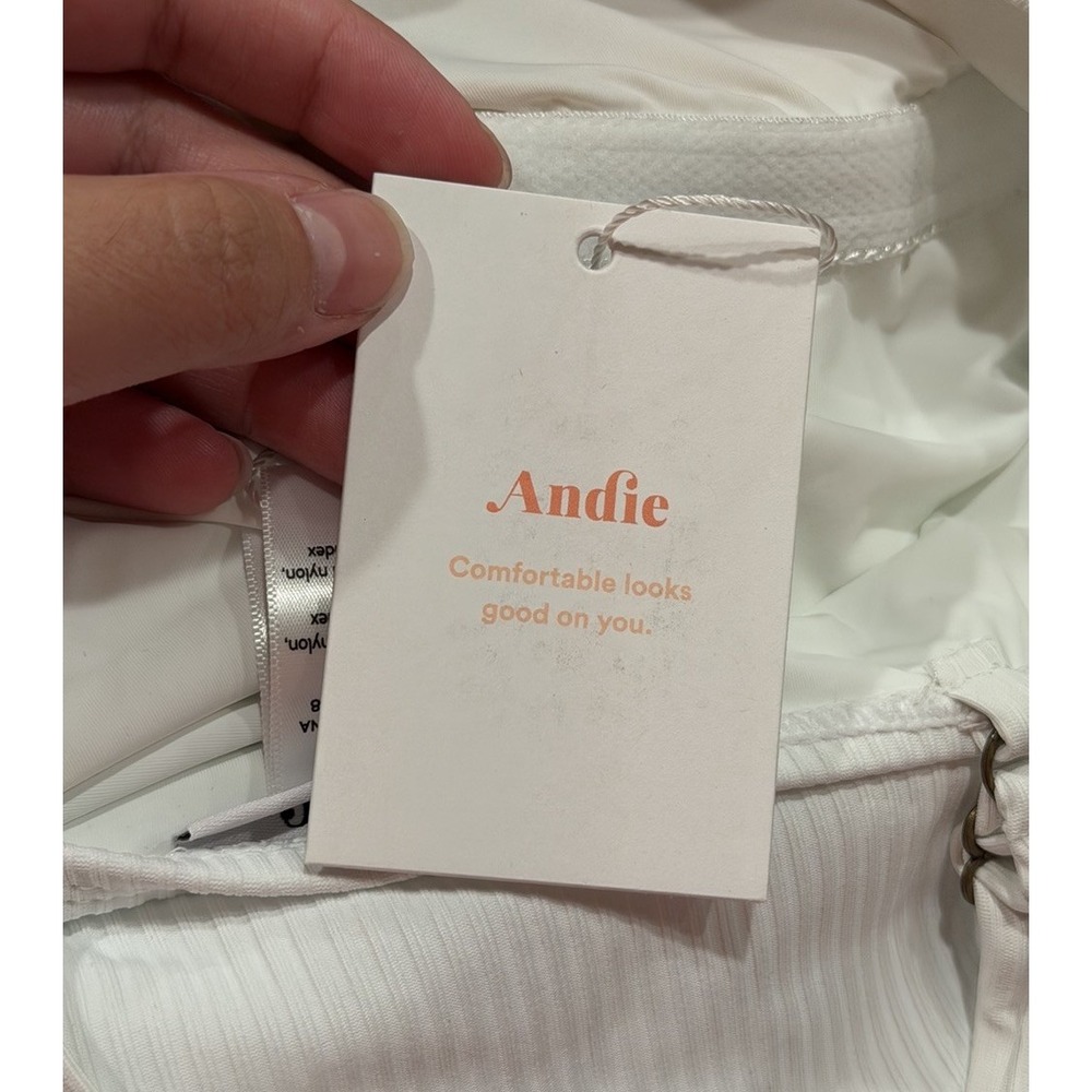 NWT Andie Swim The Amalfi One Piece Swimsuit White Eco Ribbed Women's Size Small - Picture 8 of 9